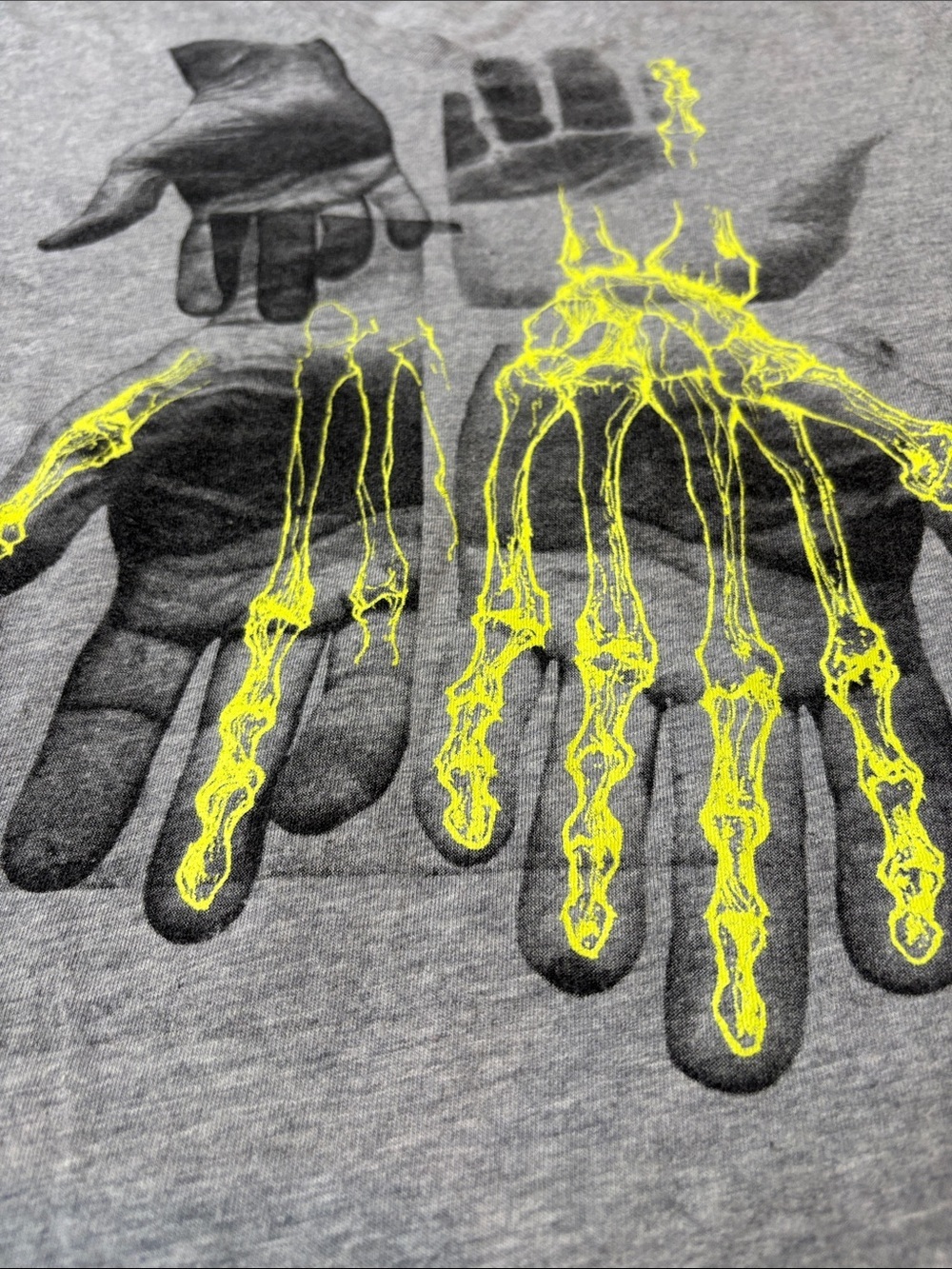 Converse All Star Gray Graphic T-Shirt Neon X-Ray Skeleton Hands size Med - Picture 12 of 12